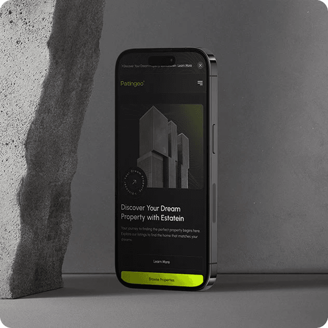 Patingeo realty app displayed on a phone
